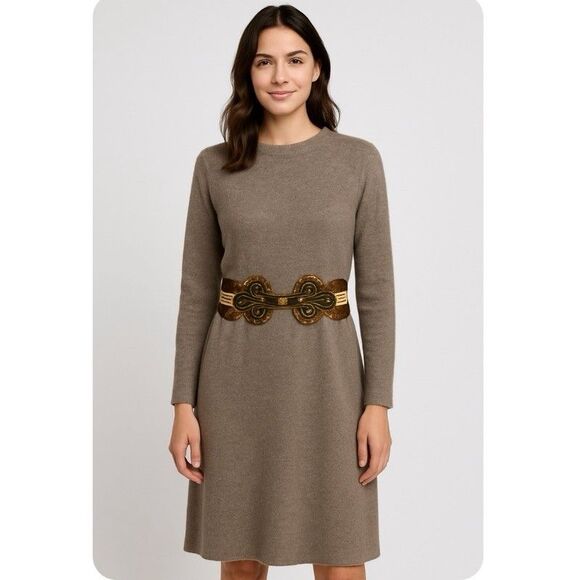 Leatherock USA 7267 Wide Stretch Waist Belt Brown Leather Bronze Buckle Boho L - Picture 1 of 16